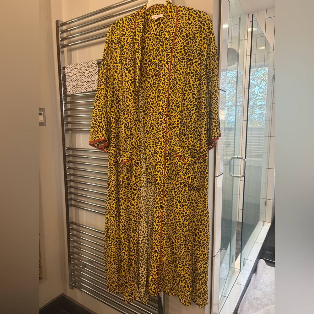 REFINERY 29 Leopard Print 3PC Long Robe set